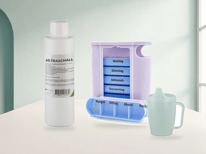 HaseMed Ultrasound Gel, HaseMed Weekly Pill Organizer, Pill Box for 7 Days, HaseMed Sippy Cup with Handle, 12mm Spout